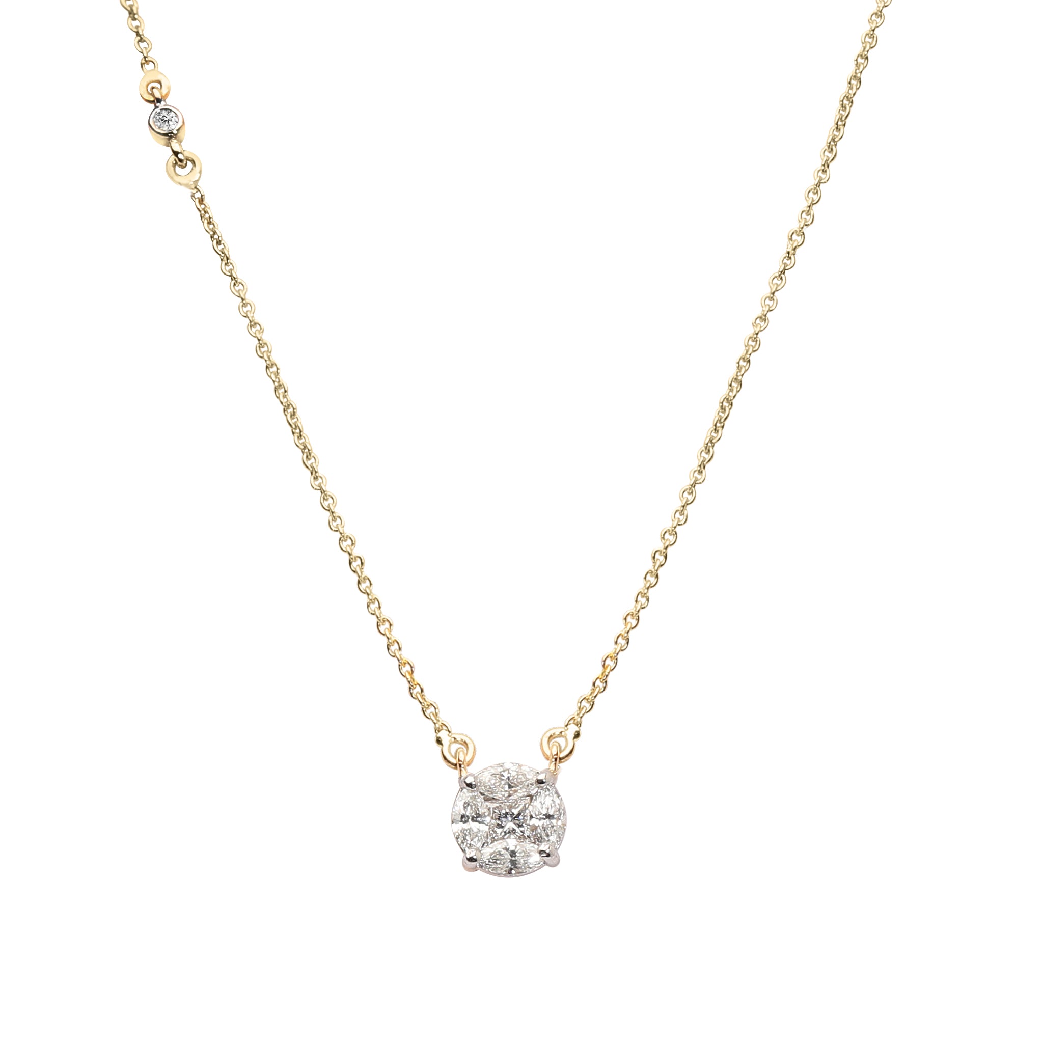 Illusion Round Solitaire Pendant Necklace Necklace Ritique