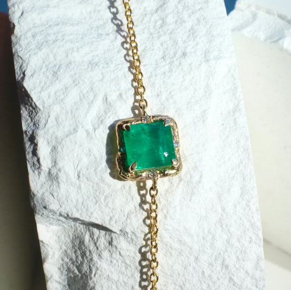 Emerald Bracelet Chain Bracelet Elisabeth Bell Jewelry   