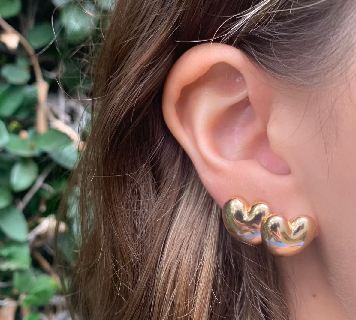 Puffy Gold Heart Studs Stud Earrings Roseark Deux