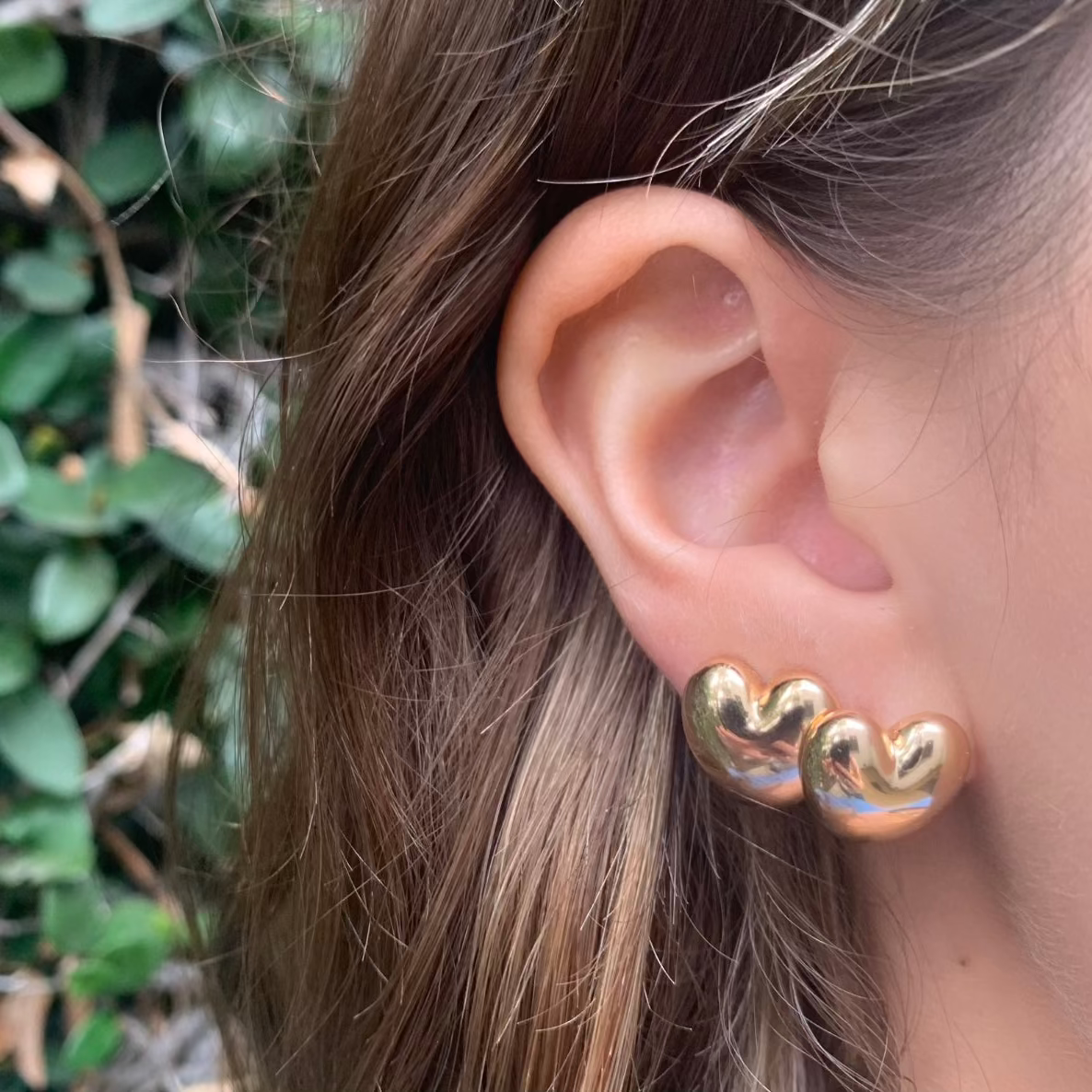Puffy Gold Heart Studs Stud Earrings Roseark Deux
