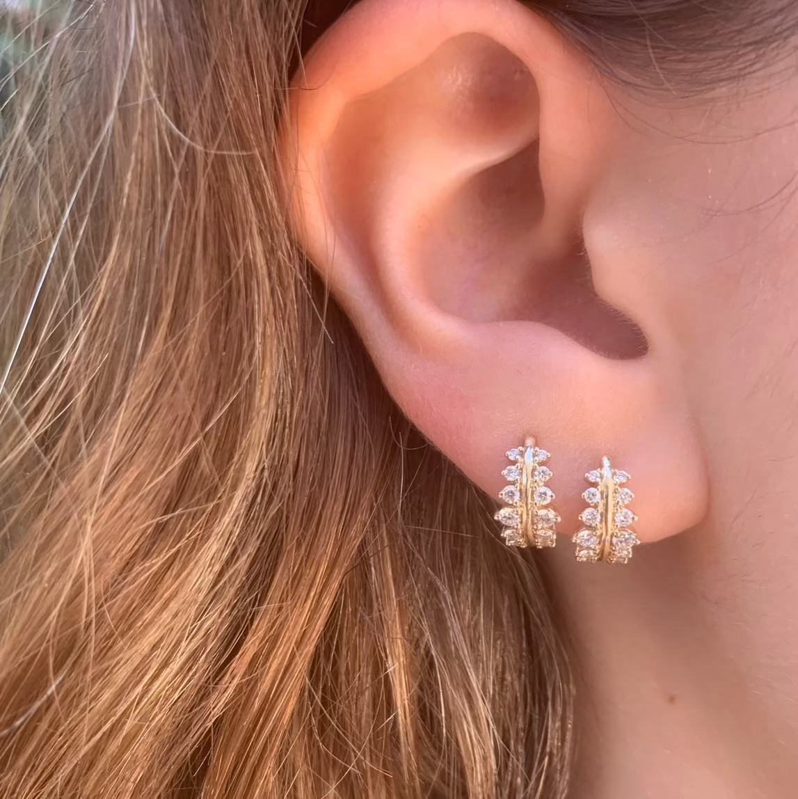 Bezel Diamond Huggie Huggie Earrings Roseark Deux