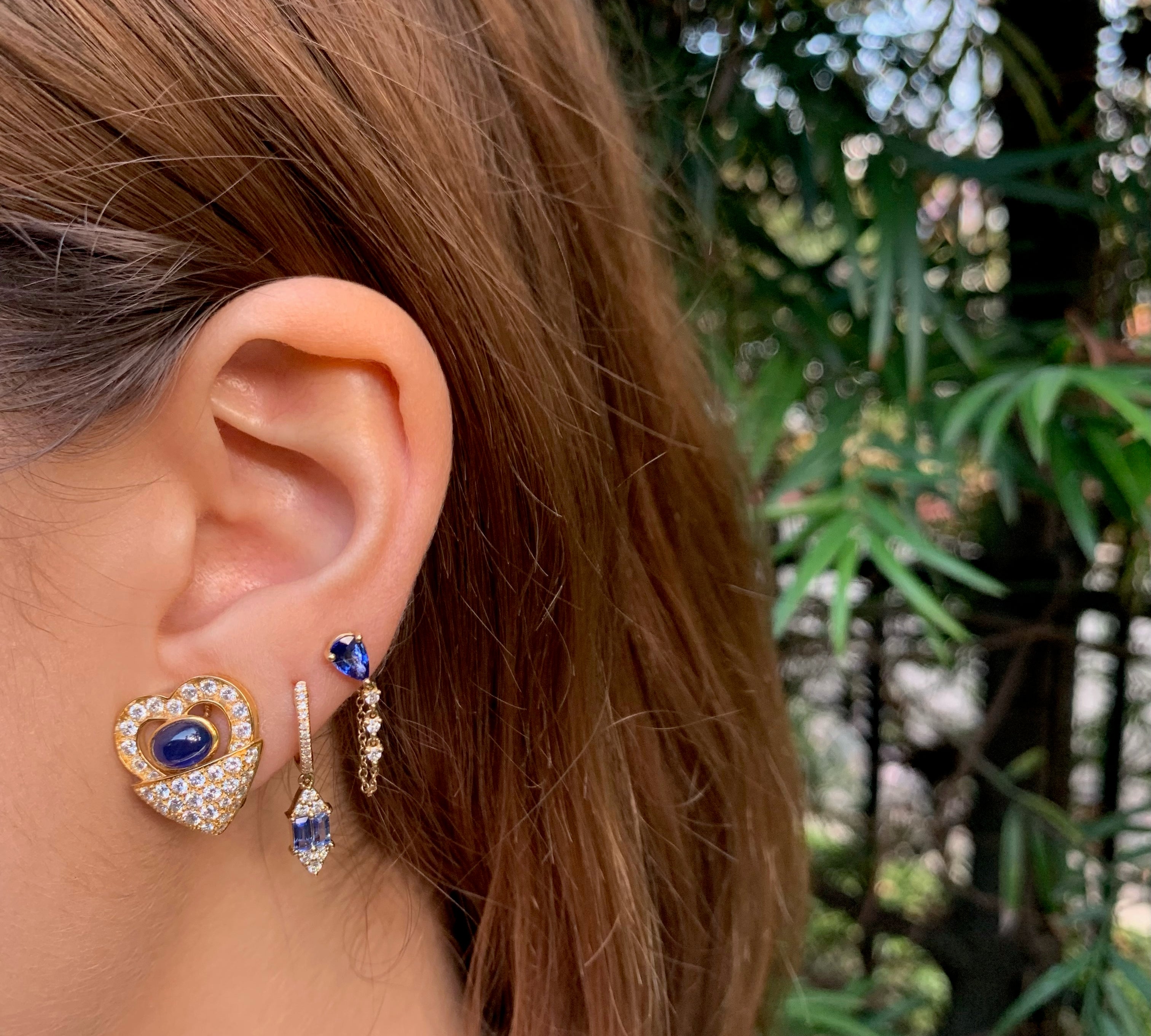 Sapphire Chain Earring Drop Earrings Roseark Deux   