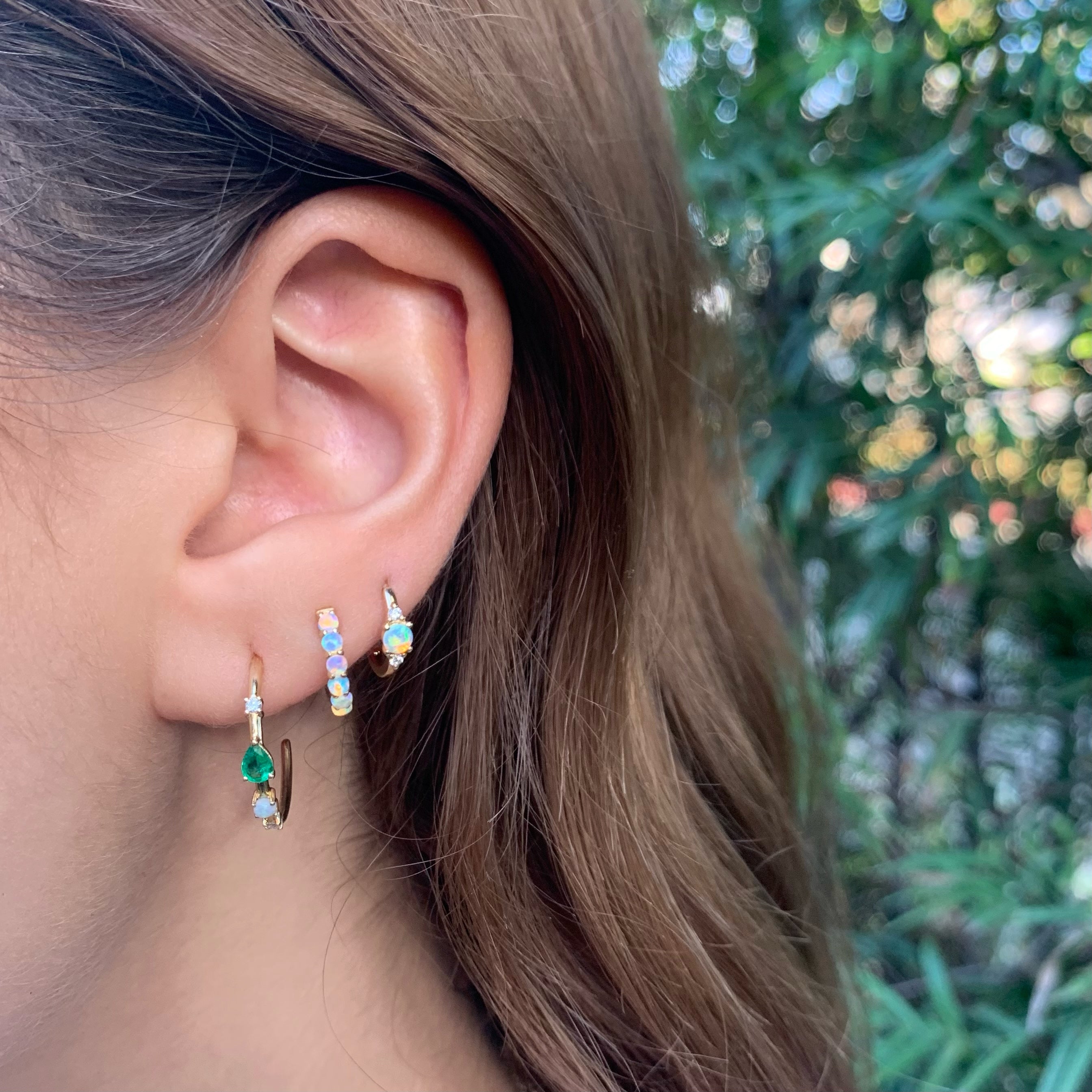 Opal Huggie Huggie Earrings Roseark Deux