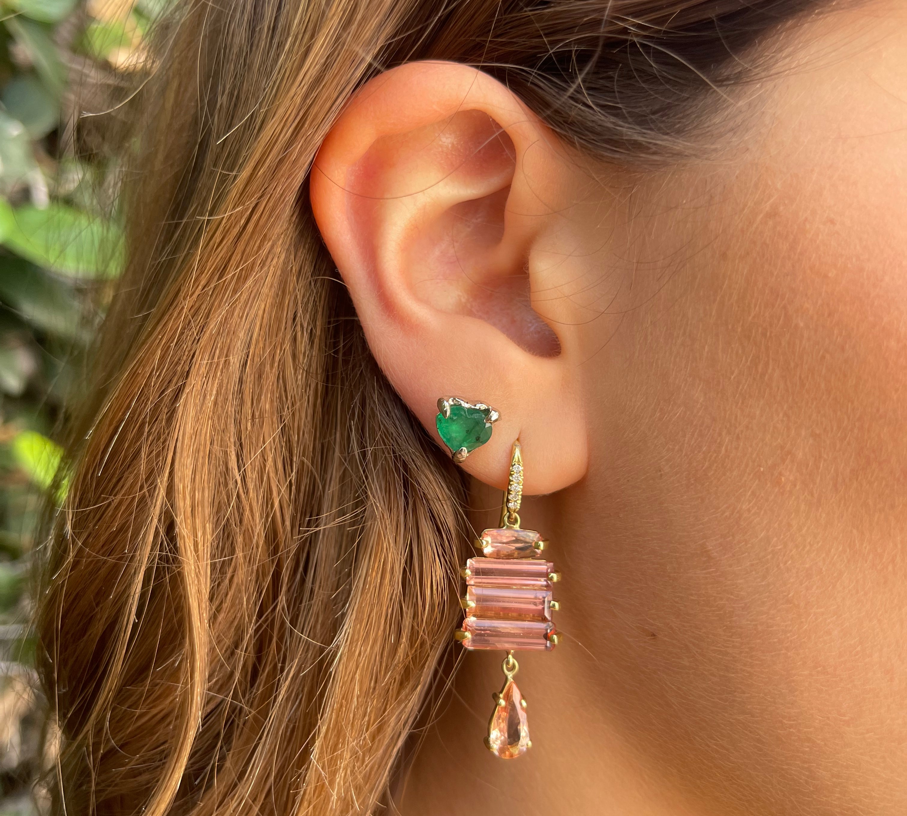 Large Emerald Heart Stud Stud Earrings Jaine K Designs   