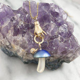 Blue Pearl Mushroom Charm with Diamond Snail Charm Maura Green