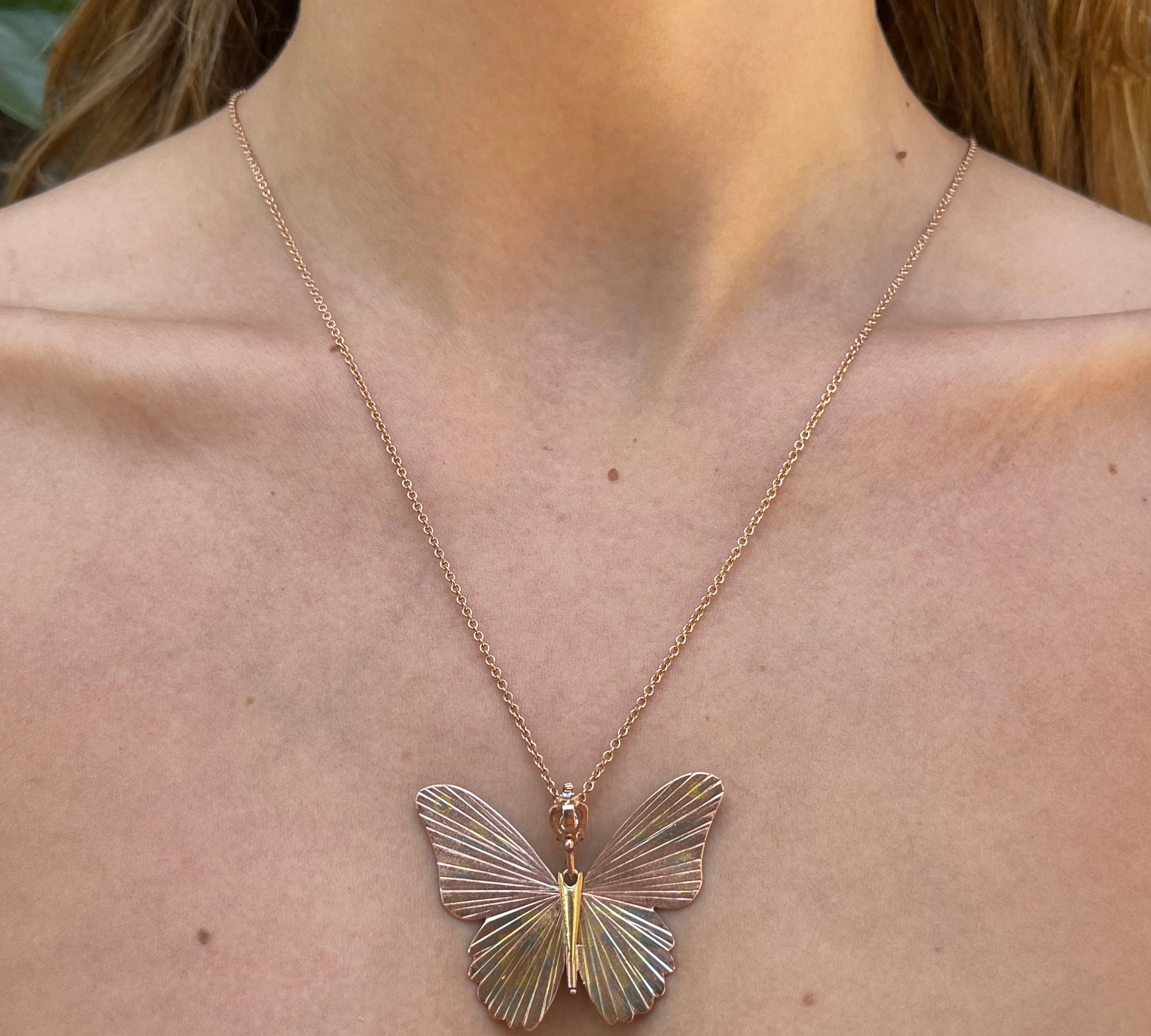 Pink Troides Helena Birdwing Necklace Pendant James Banks Design   