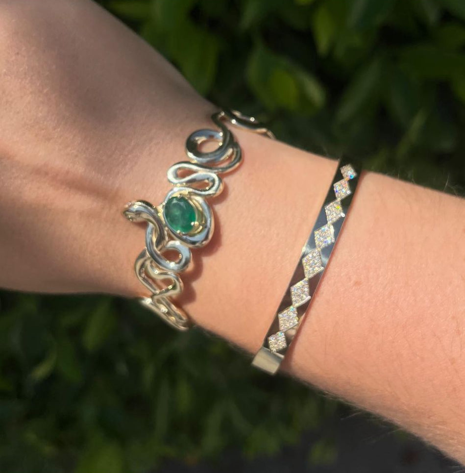Emerald Snake Cuff Cuff Bracelet Elisabeth Bell Jewelry