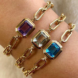 Emerald-Cut Bezel Stone Link Bracelet Bracelet Goshwara