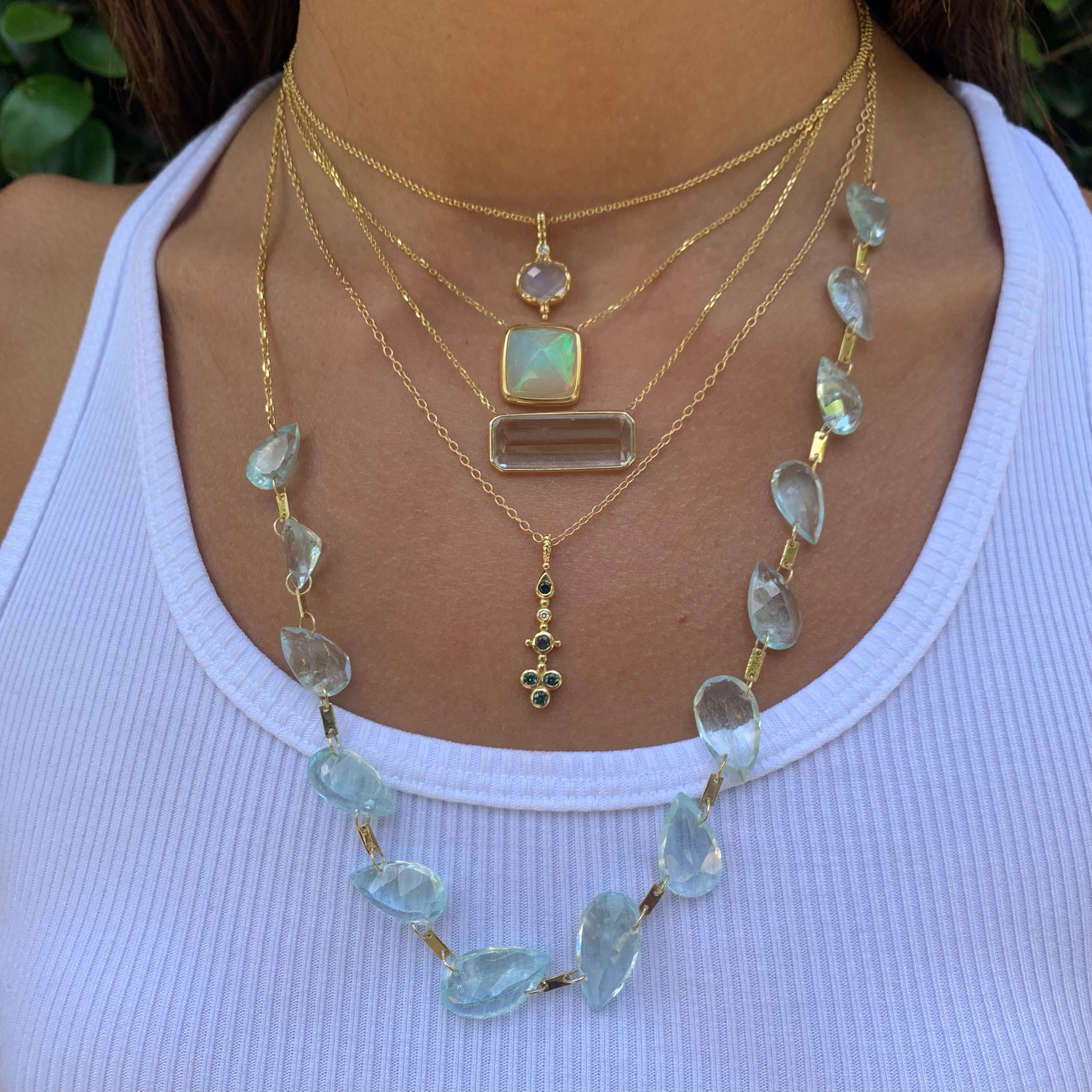 Aquamarine Drip Necklace Chain Amy Gregg Jewelry   