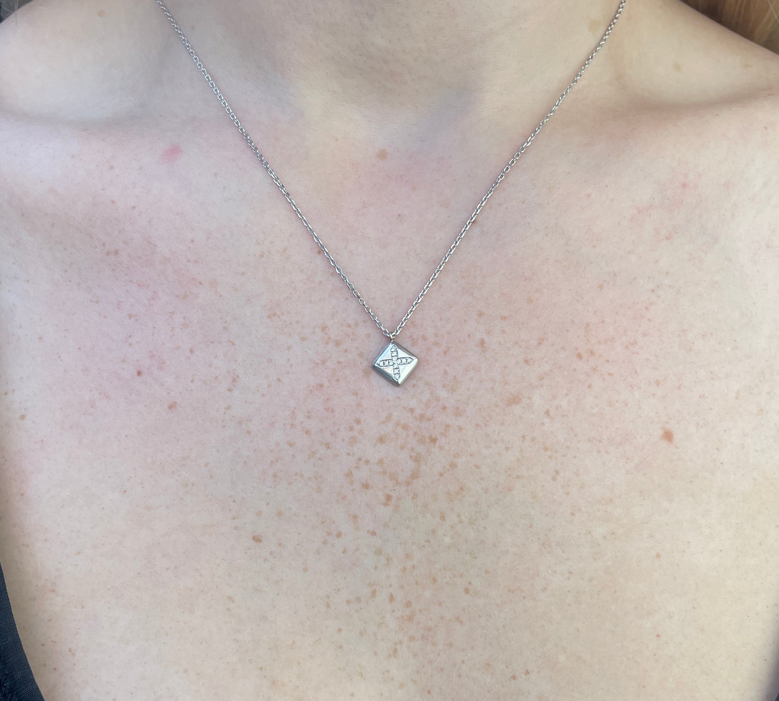 Square Plus Necklace, White Gold and Diamond Pendant Sale   