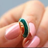 Malachite Bombay Ear Cuff with Diamonds Ear Cuff Earring Latelier Nawbar