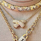 Crossed Pave Diamond Necklace