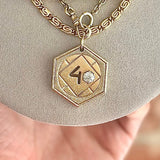 Vintage Hexagon Pendant with Diamond