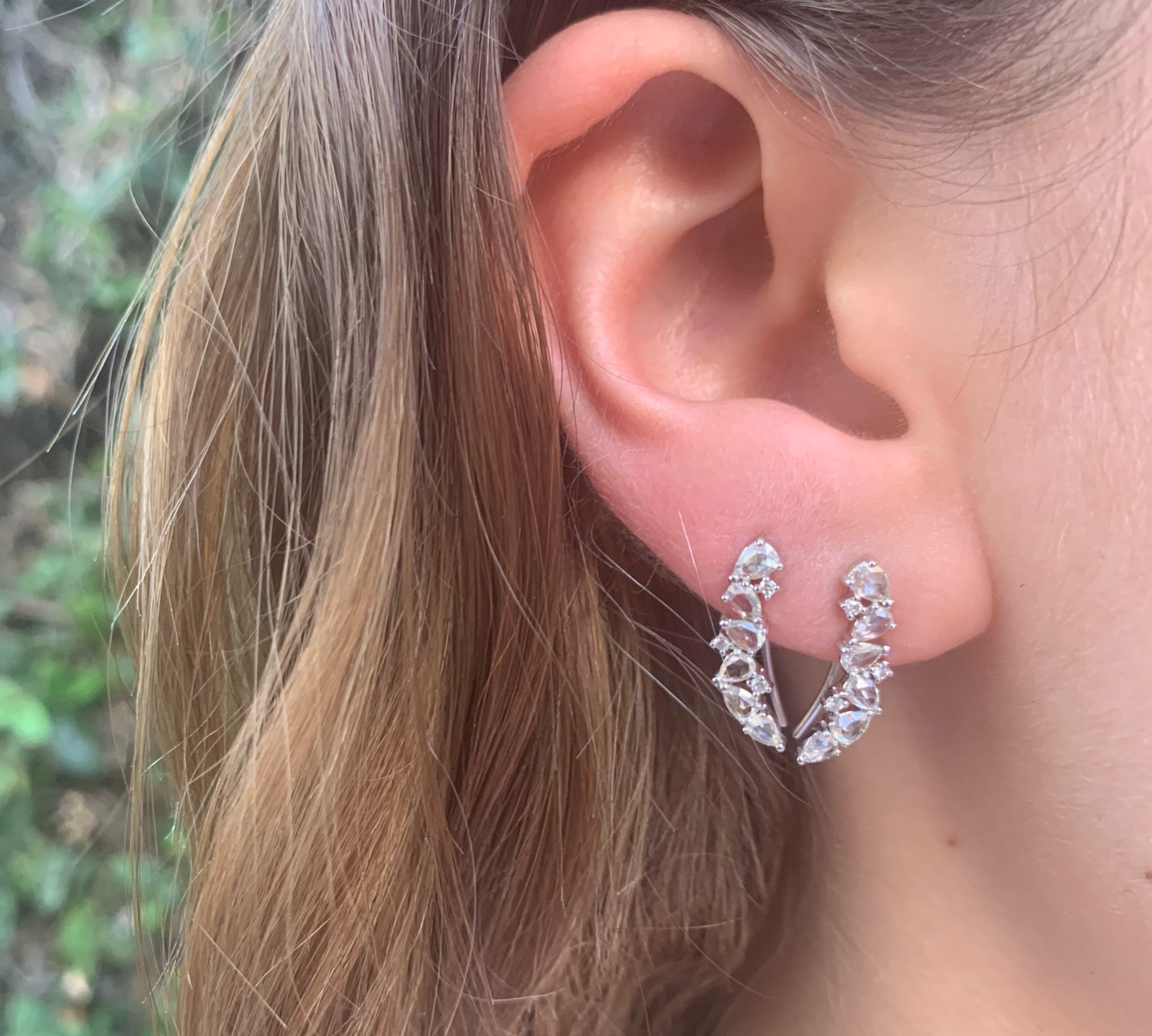Large Diamond Cluster Climber Earring Statement Roseark Deux   