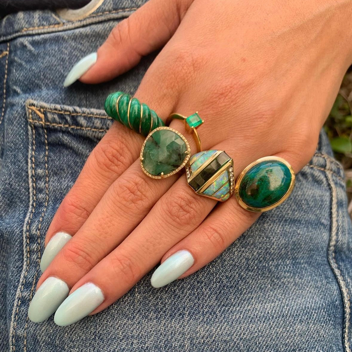 Kabana Opal Tourmaline Estate Ring Statement Ring Roseark Vintage