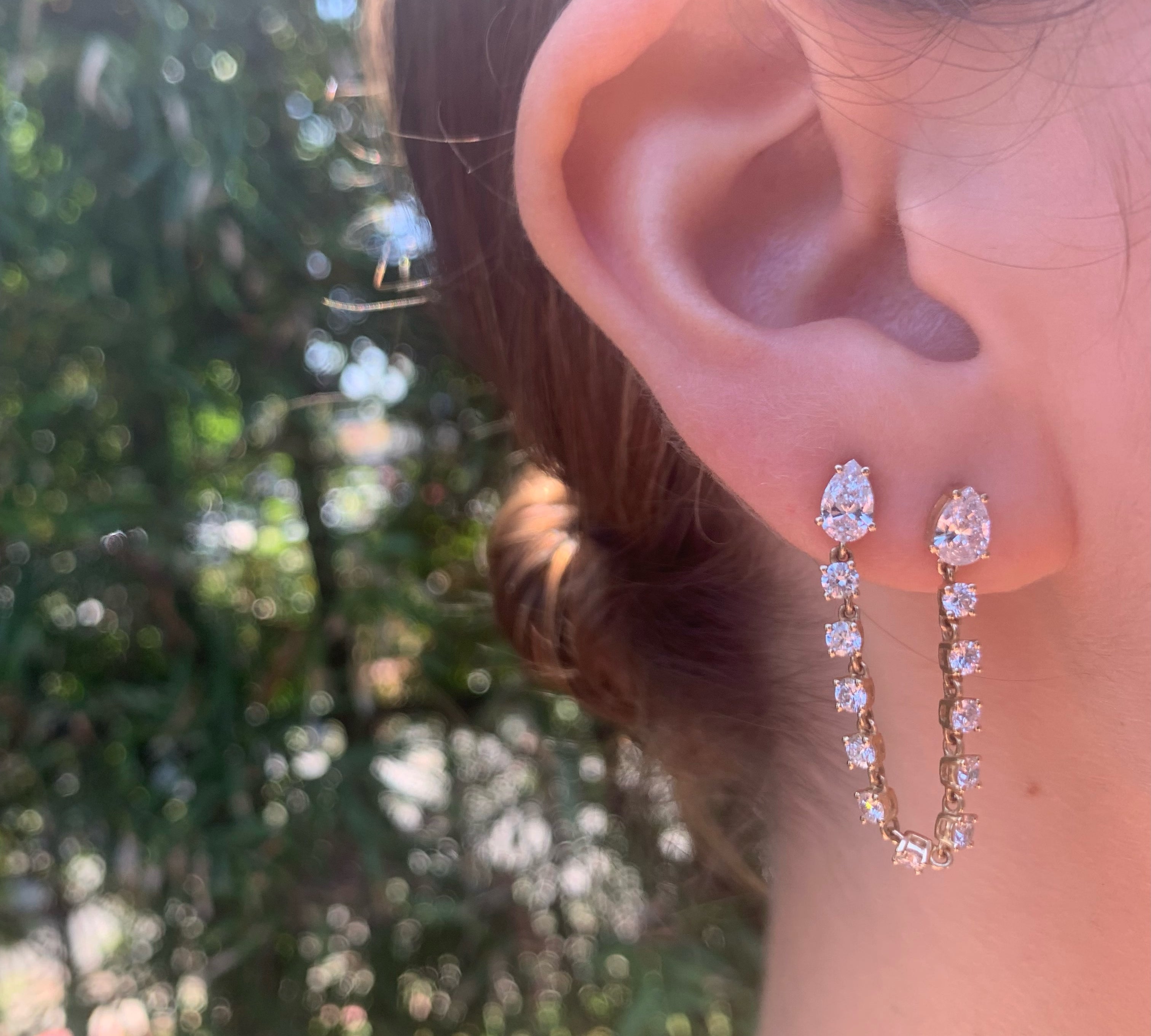 Diamond Single Chain Drop Earring Drop Earrings Roseark Deux   