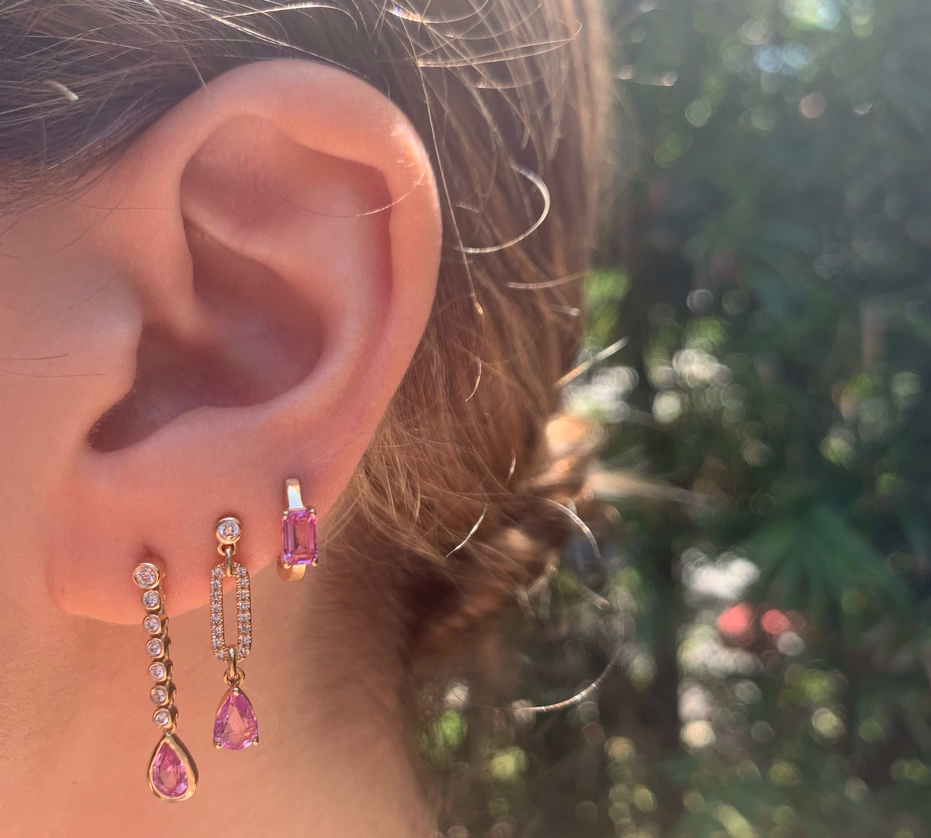 Pink Sapphire Link Drop Earring Drop Sale   