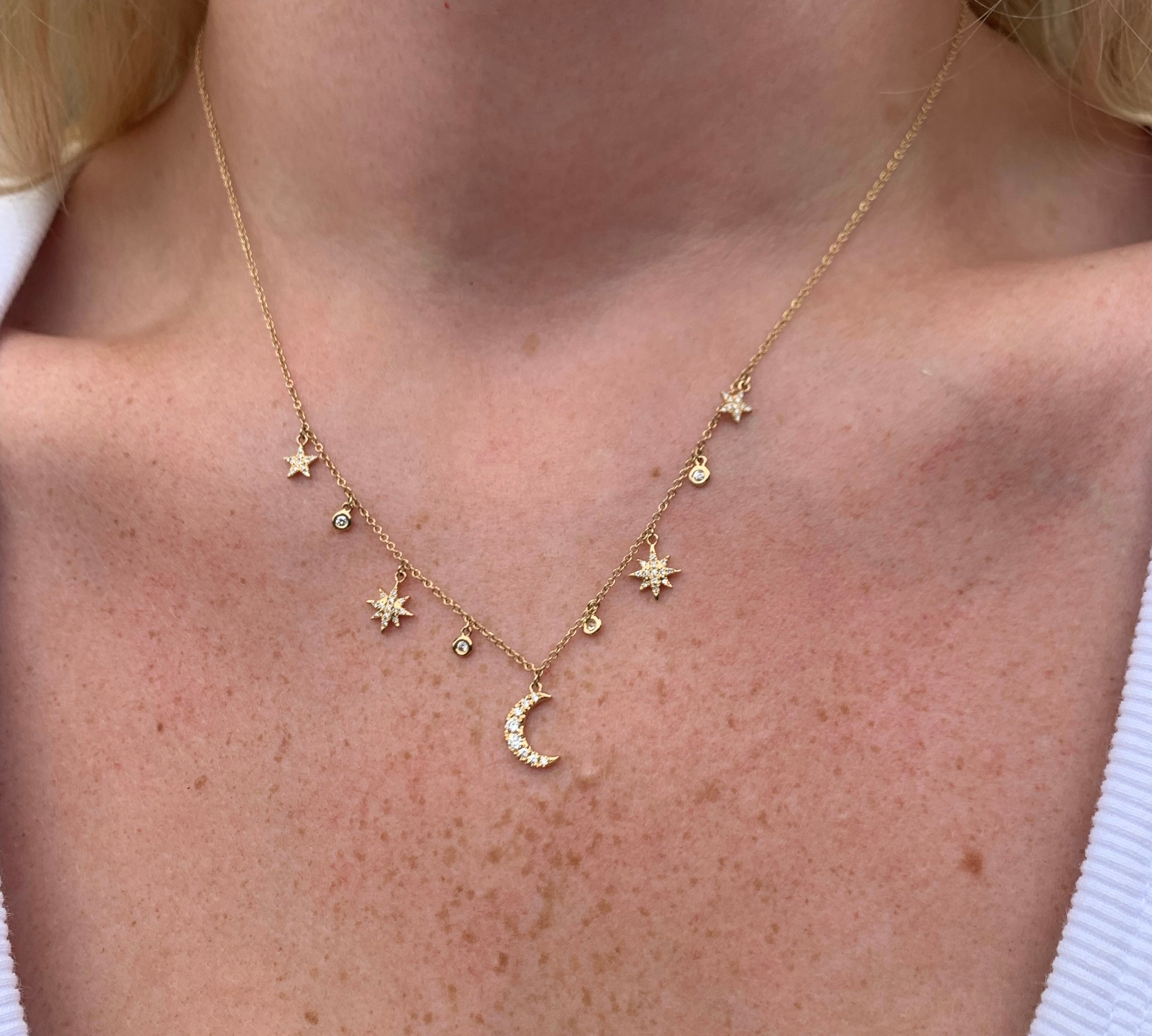 Moon and Stars Necklace Necklace Sale   