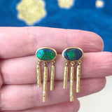 Black Opal Chime Earrings with Salt Pepper Diamonds Drop Earrings Sarah Gardner Fine Jewelry