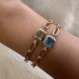 Emerald-Cut Bezel Stone Link Bracelet Bracelet Goshwara