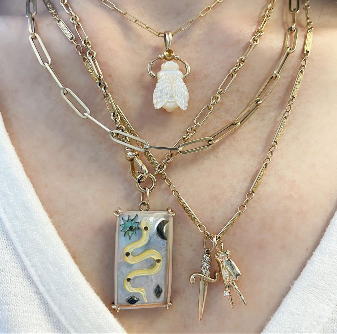 Mother of Pearl and Citrine Bee Charm Charm Maura Green