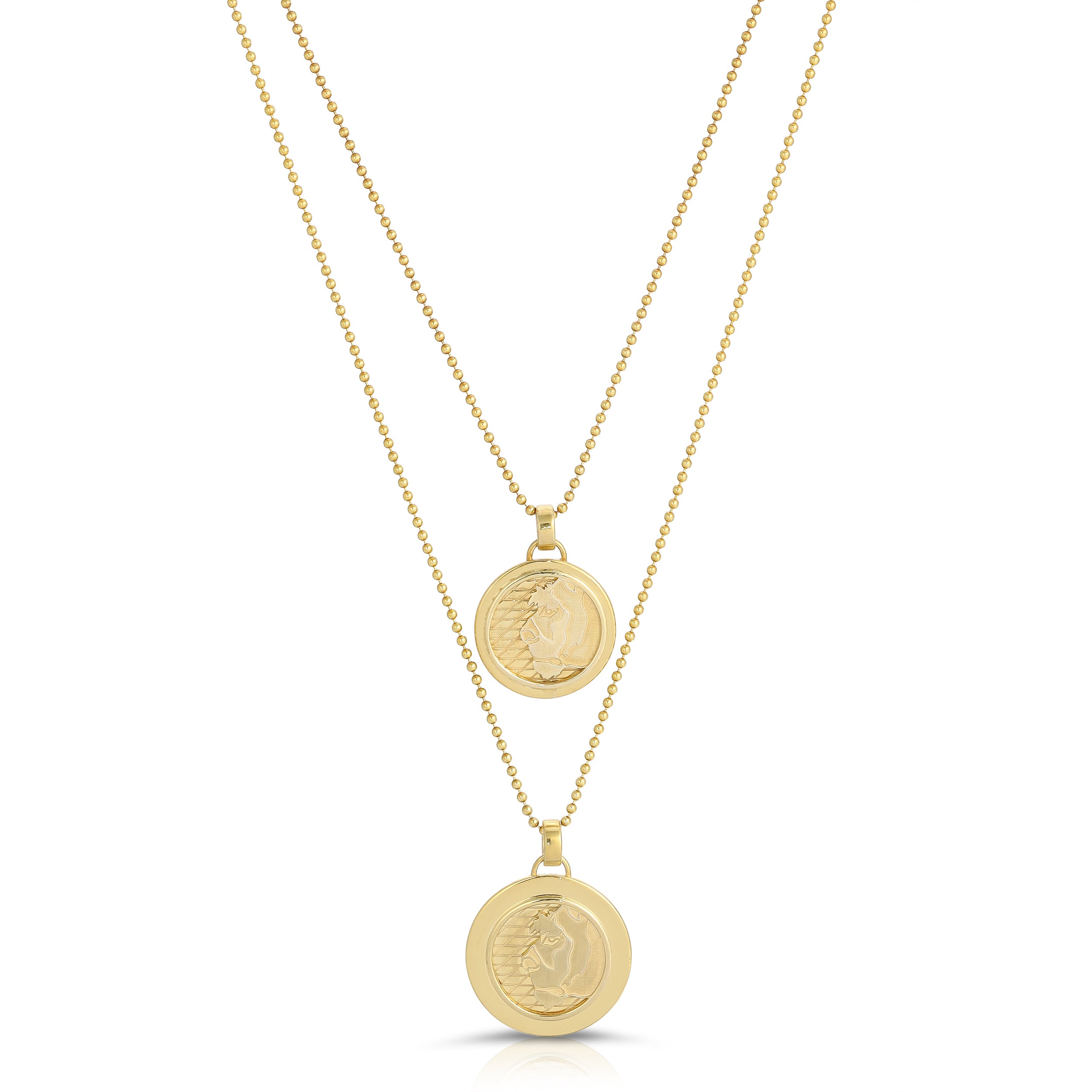 Gold Lioness Coin Necklace, Medium Pendant Necklace MAE + LANG