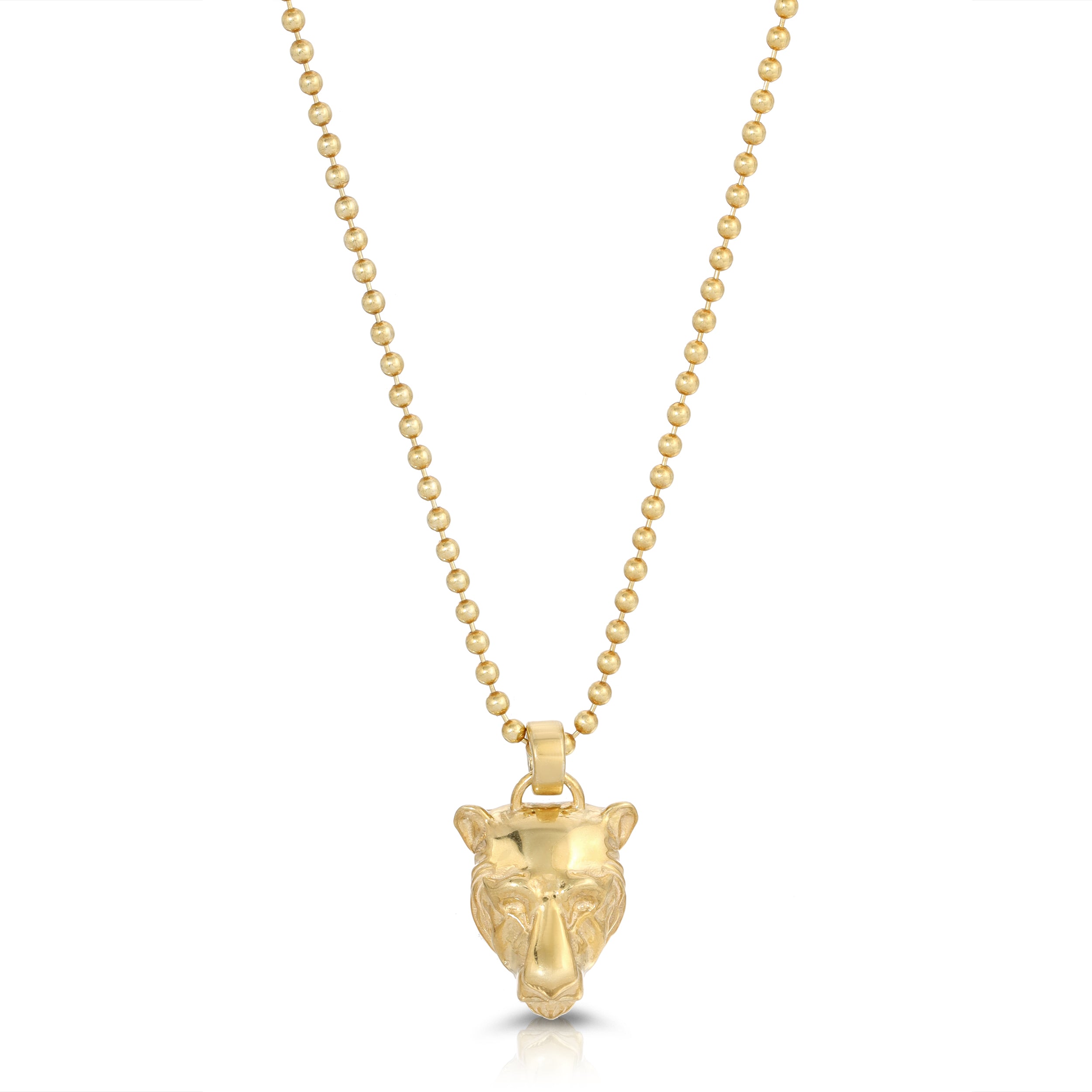 Lioness Charm Necklace Pendant Necklace MAE + LANG 16 inch Ball Chain Yellow Gold