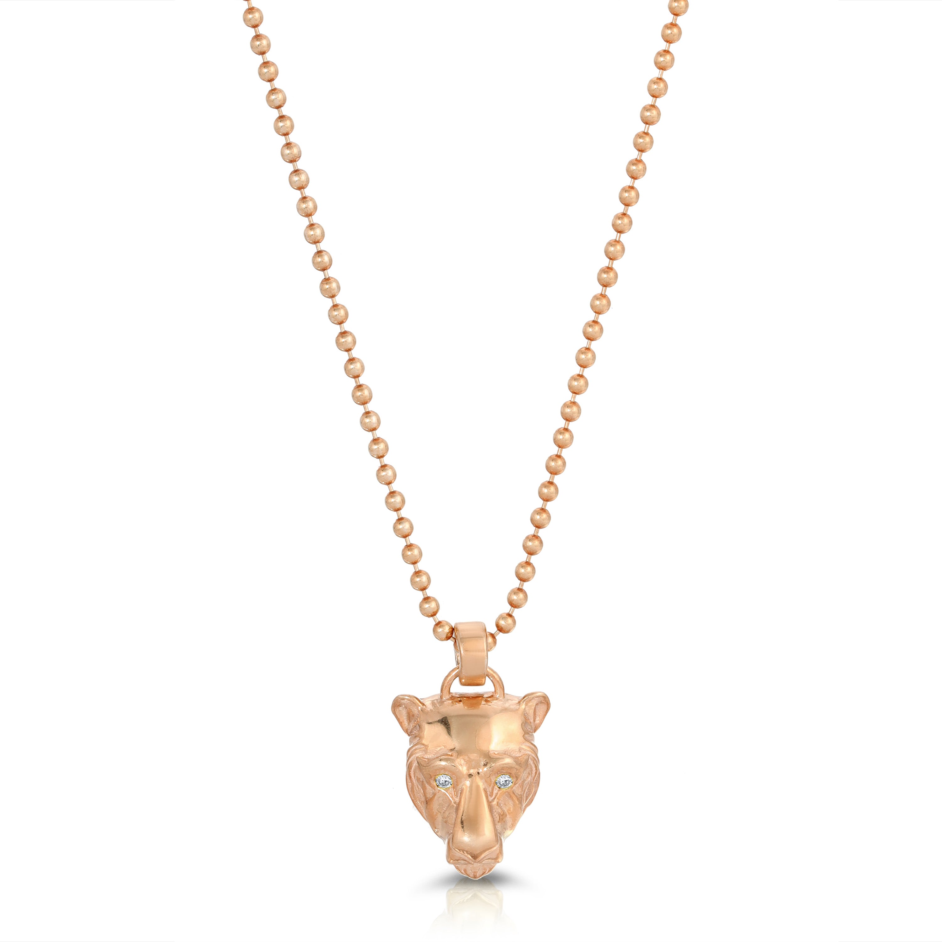 Lioness Charm Necklace with Diamond Eyes Charm Necklace MAE + LANG Rose gold 16 inch