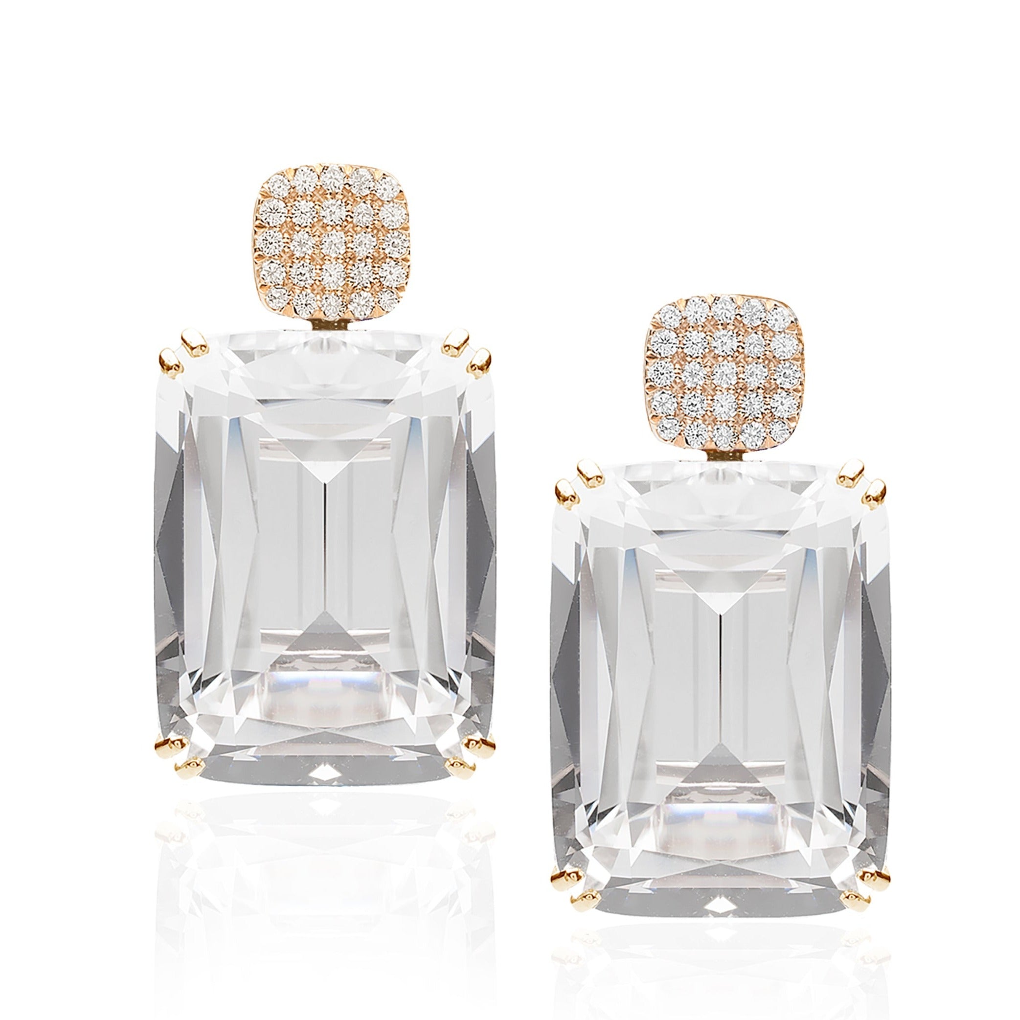 Pave Top Drop Earrings Drop Earrings Goshwara Rock Crystal YGold