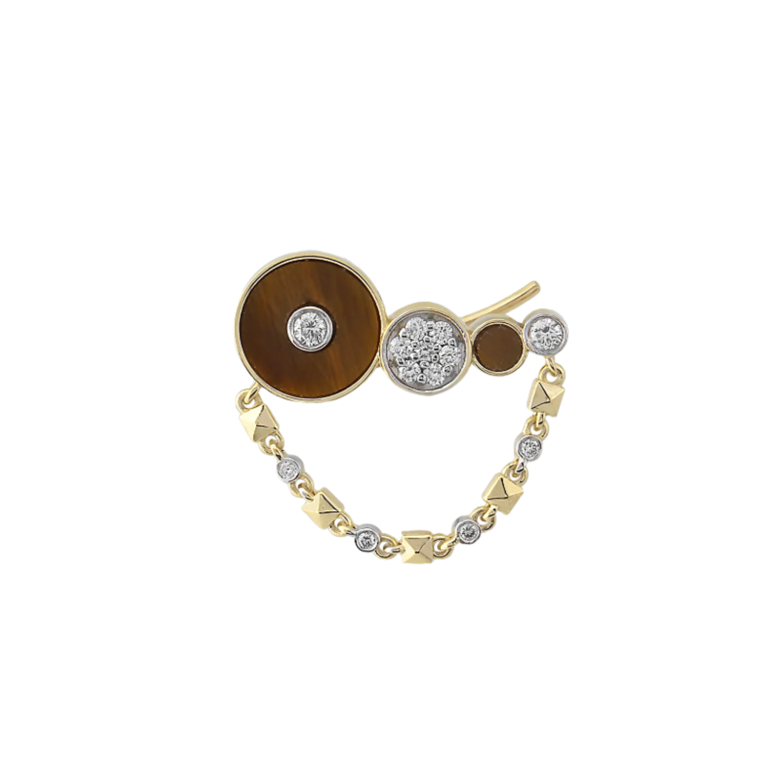 Circular Stone and Diamond Ear Crawler Ear Crawler Earring RITA Fine Jewelry Tiger's Eye