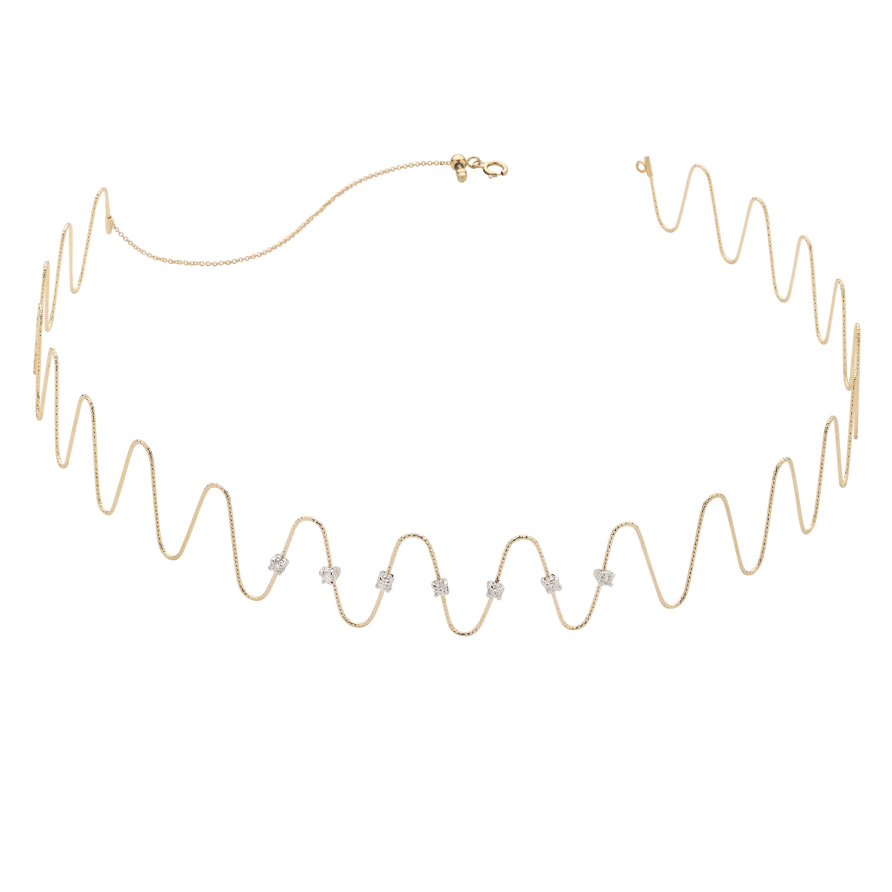 Wave Choker Necklace with Diamonds Choker Necklace Ritique