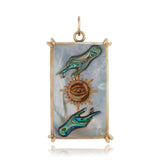 Sun Tarot Card Charm Charm Maura Green 14k Yellow Gold