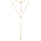Moon & Star Rosary Necklace Lariat Necklace Jaine K Designs Yellow Gold
