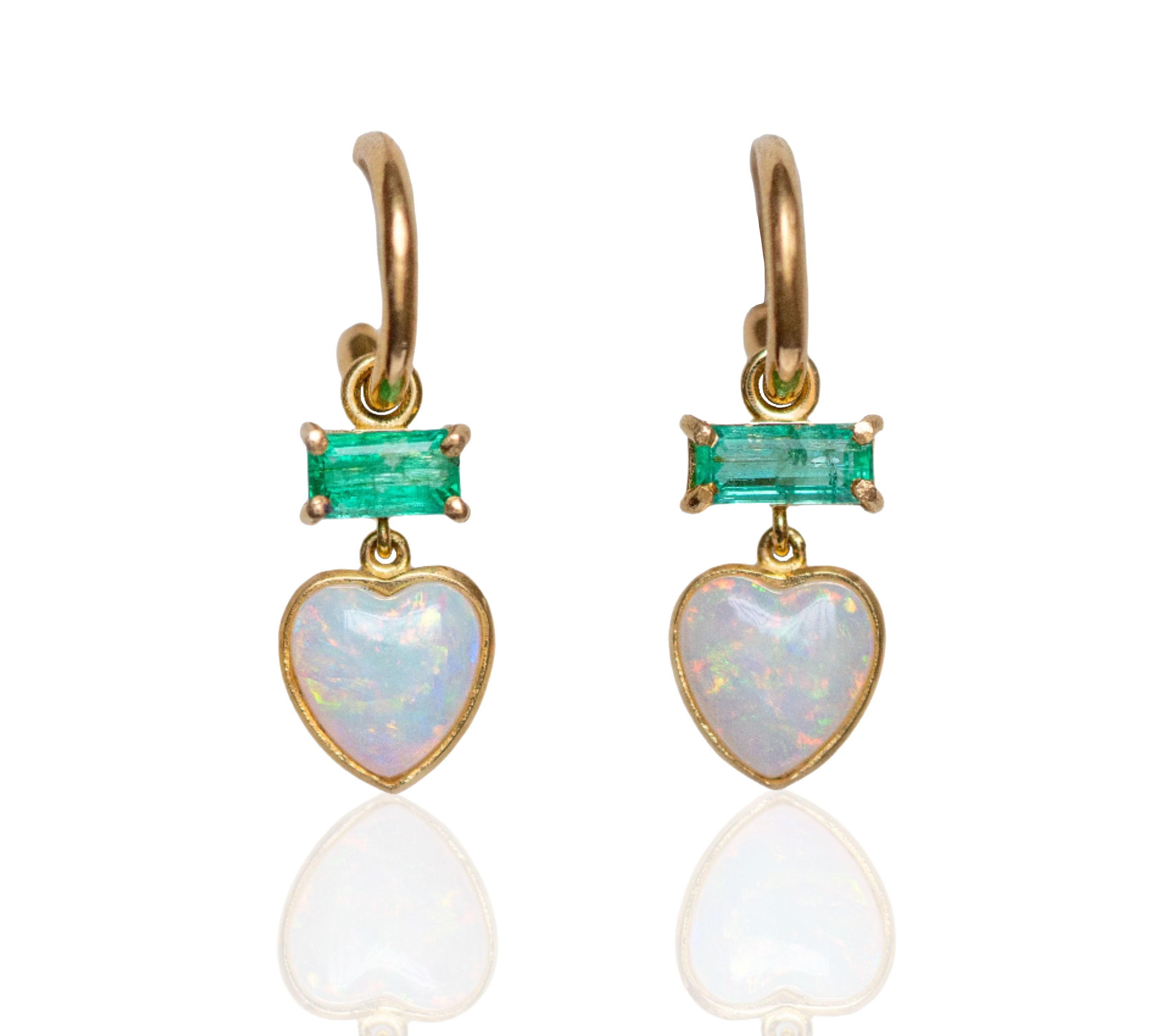 OOAK Coober Pedy Opal Heart Charm Earrings Drop Earrings Sarah Gardner Fine Jewelry