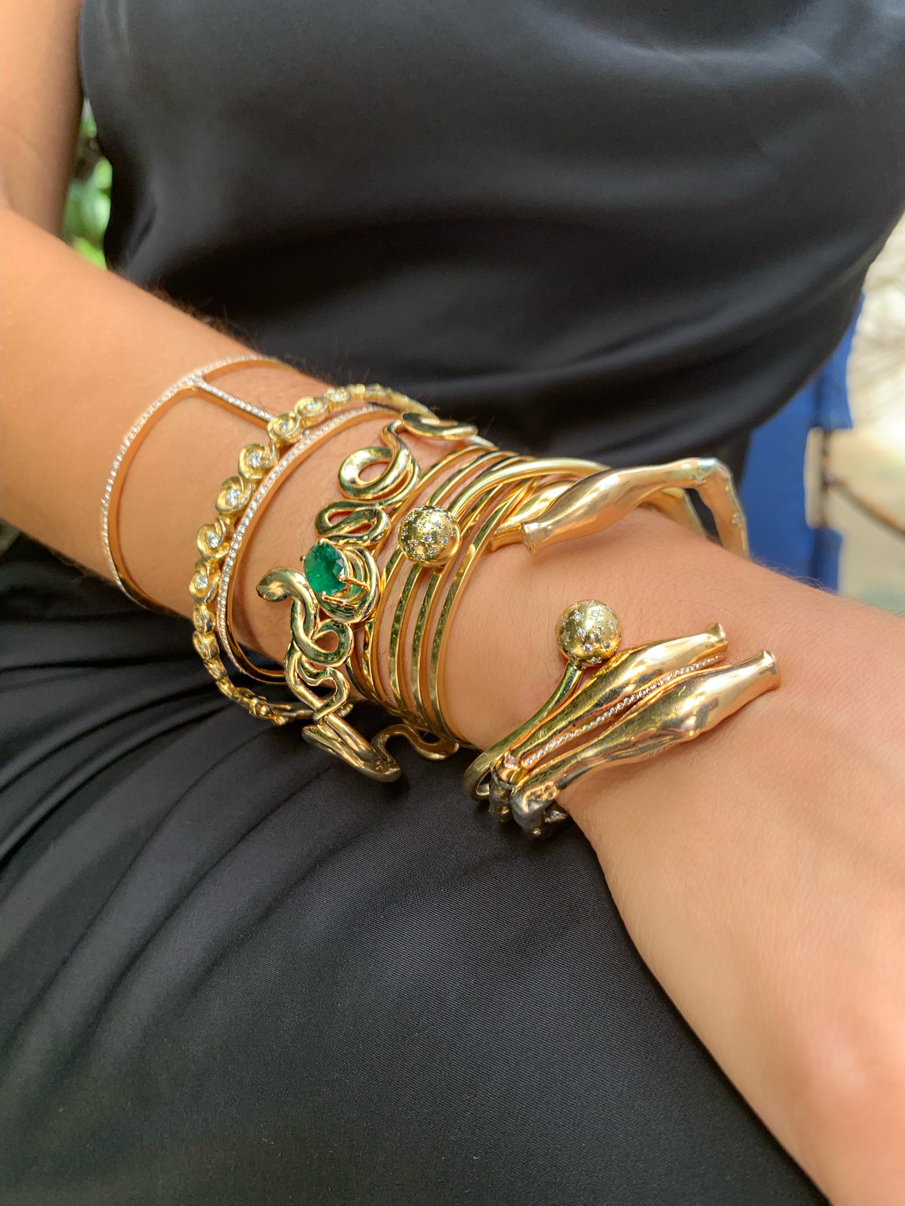 Emerald Snake Cuff Cuff Bracelet Elisabeth Bell Jewelry