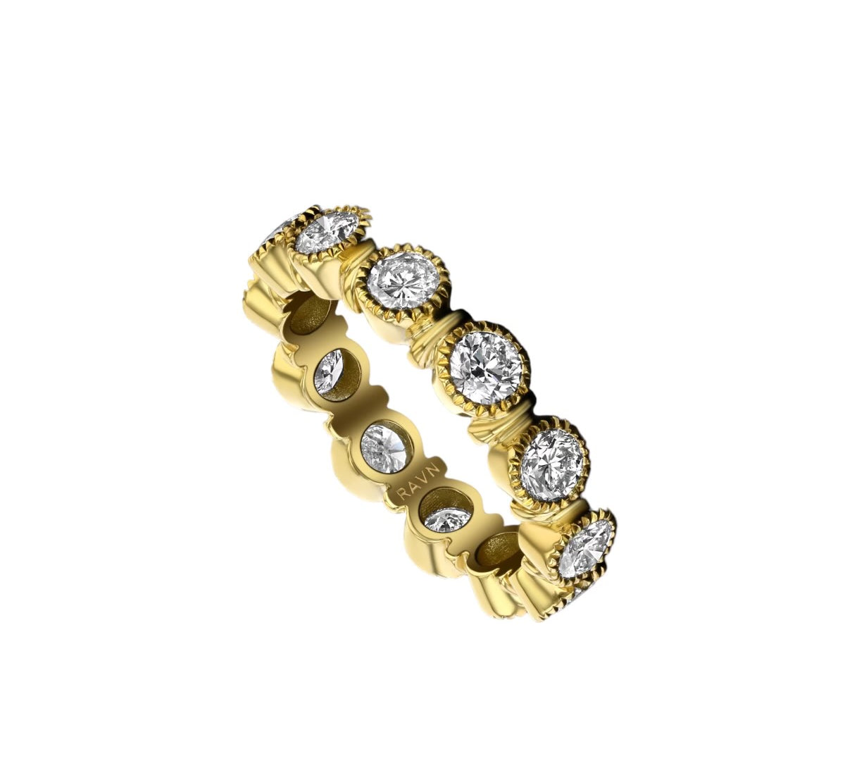 Milgrain Eternity Band Ring, Yellow Gold and Diamond Band Ring House of RAVN   
