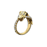 Coiled Ouroboros Ring, Yellow Gold and Diamond Cocktail Ring House of RAVN   