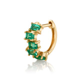Baguette Brick Huggie Huggie Earrings Roseark Deux Emerald w/ YG Single