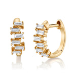 Baguette Brick Huggie Huggie Earrings Roseark Deux Diamond w/ YG Pair