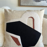 Black and Brown Handmade Patchwork Square Pillow Pillows Raphaële Malbec   