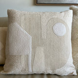 White Handmade Patchwork Square Pillow Pillows Raphaële Malbec   