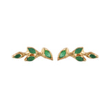 Four Leaf Emerald Ear Skimmer Stud Stud Earrings Jaine K Designs Pair