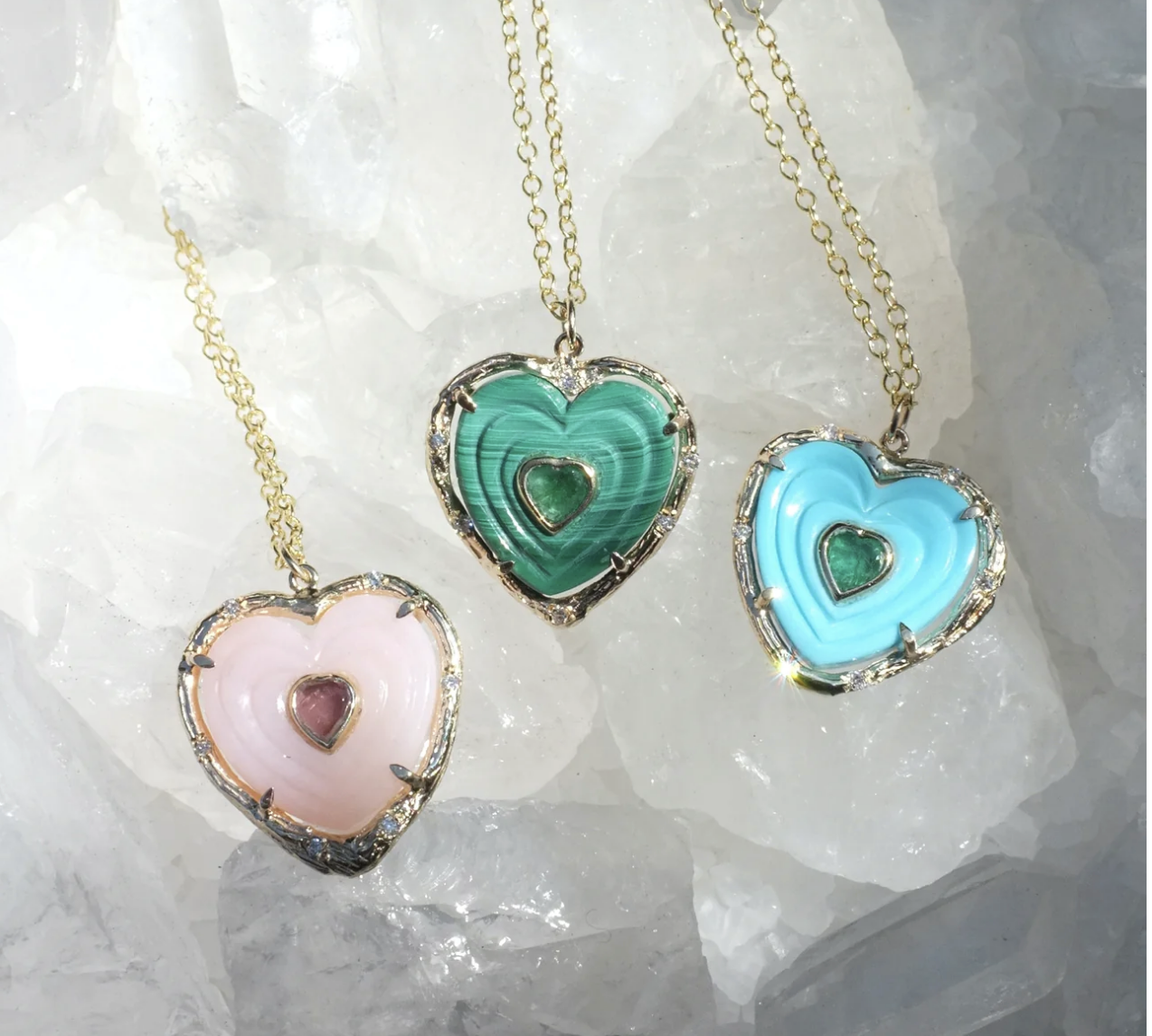 Double Heart Necklace Pendant Elisabeth Bell Jewelry   