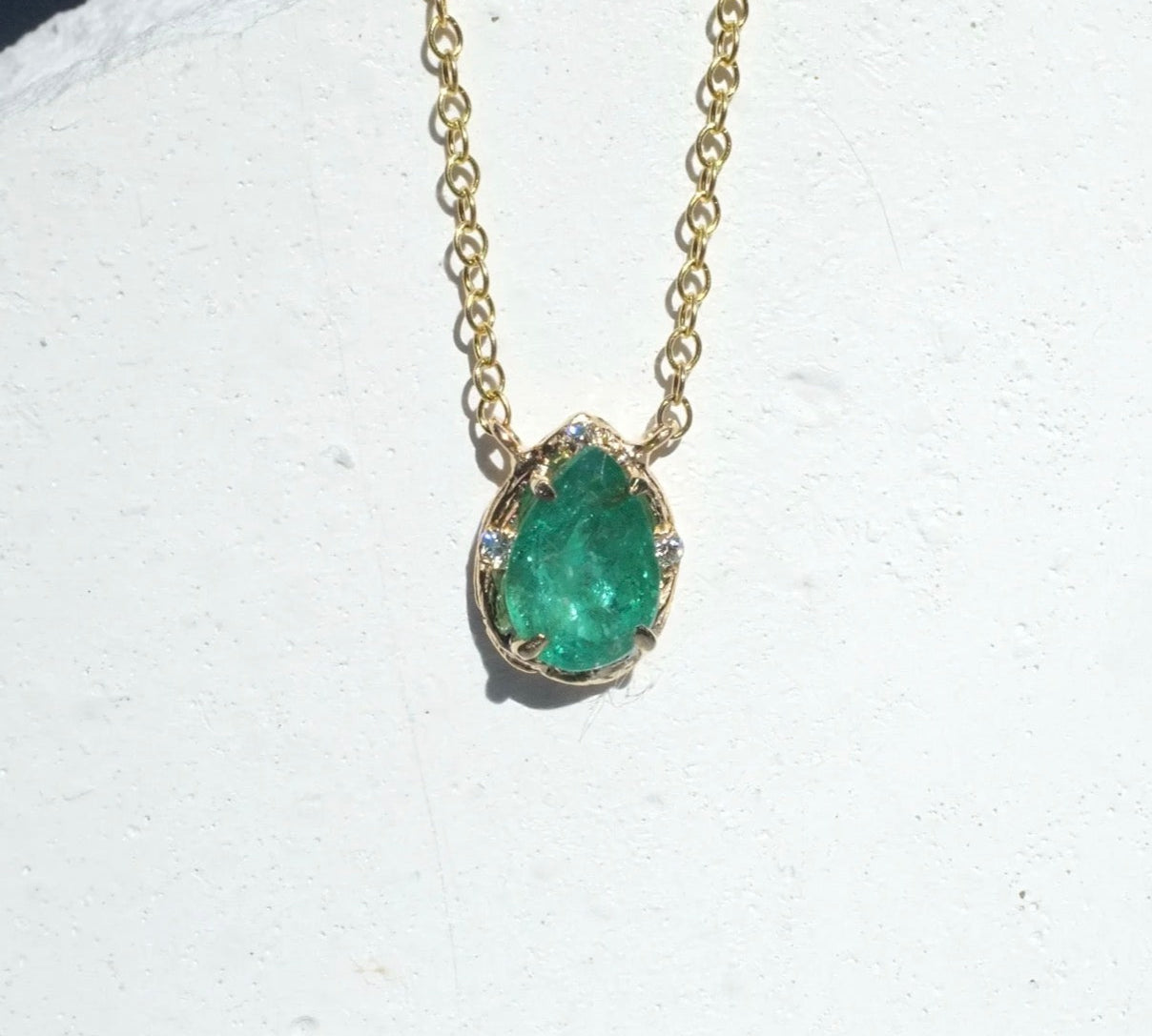 Small Emerald Pear Necklace Pendant Elisabeth Bell Jewelry   