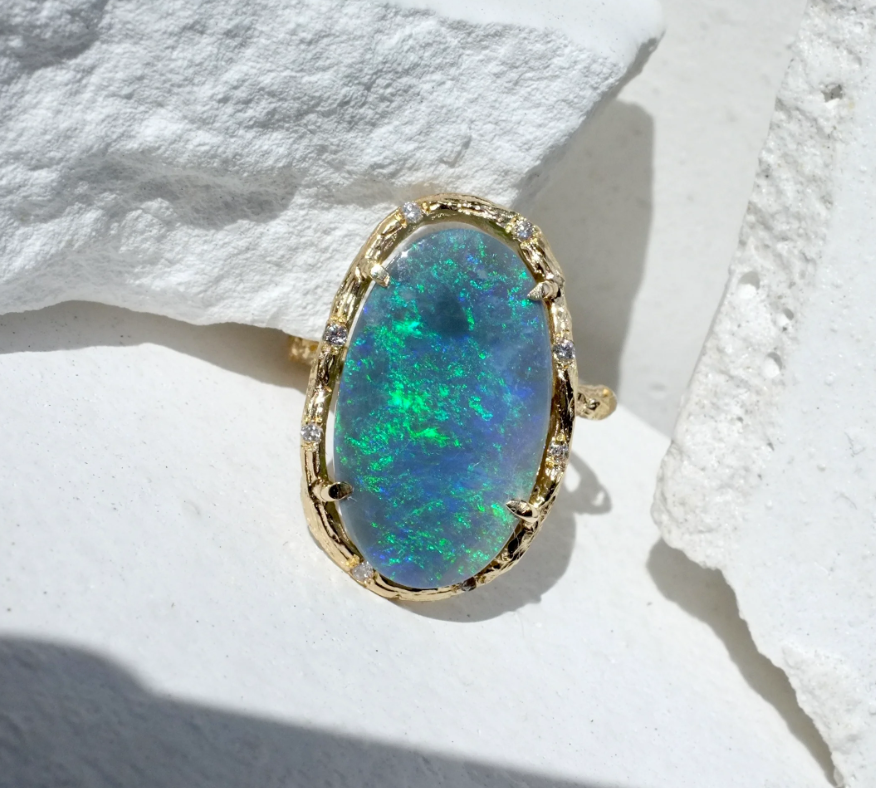 Celestial Tide Opal Ring Cocktail Ring Elisabeth Bell Jewelry   