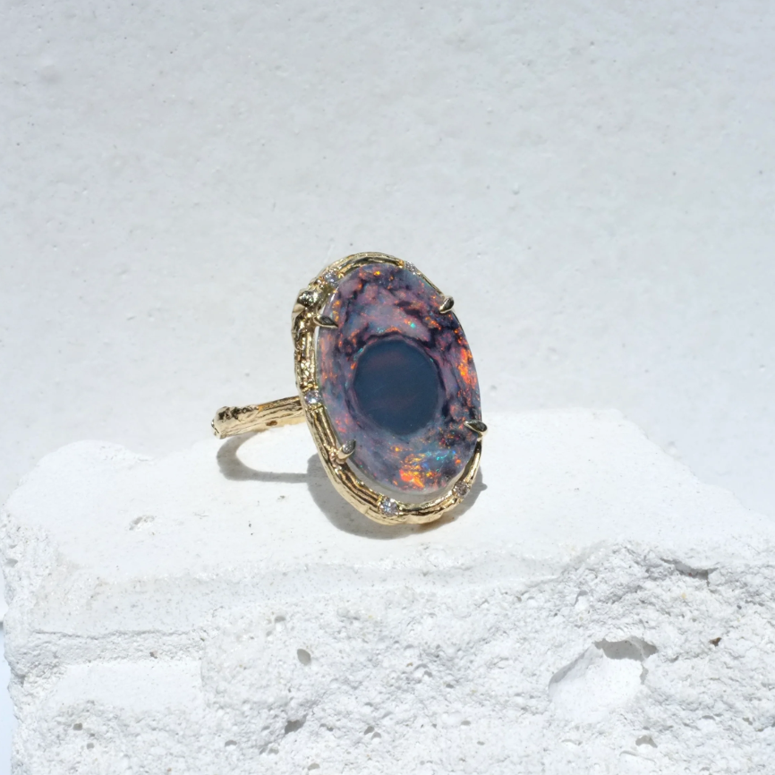 Galaxy Eclipse Opal Ring Cocktail Ring Elisabeth Bell Jewelry   