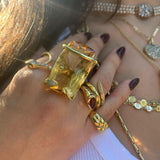 Citrine Snake on the Rocks Ring Statement Ring Perez Bitan