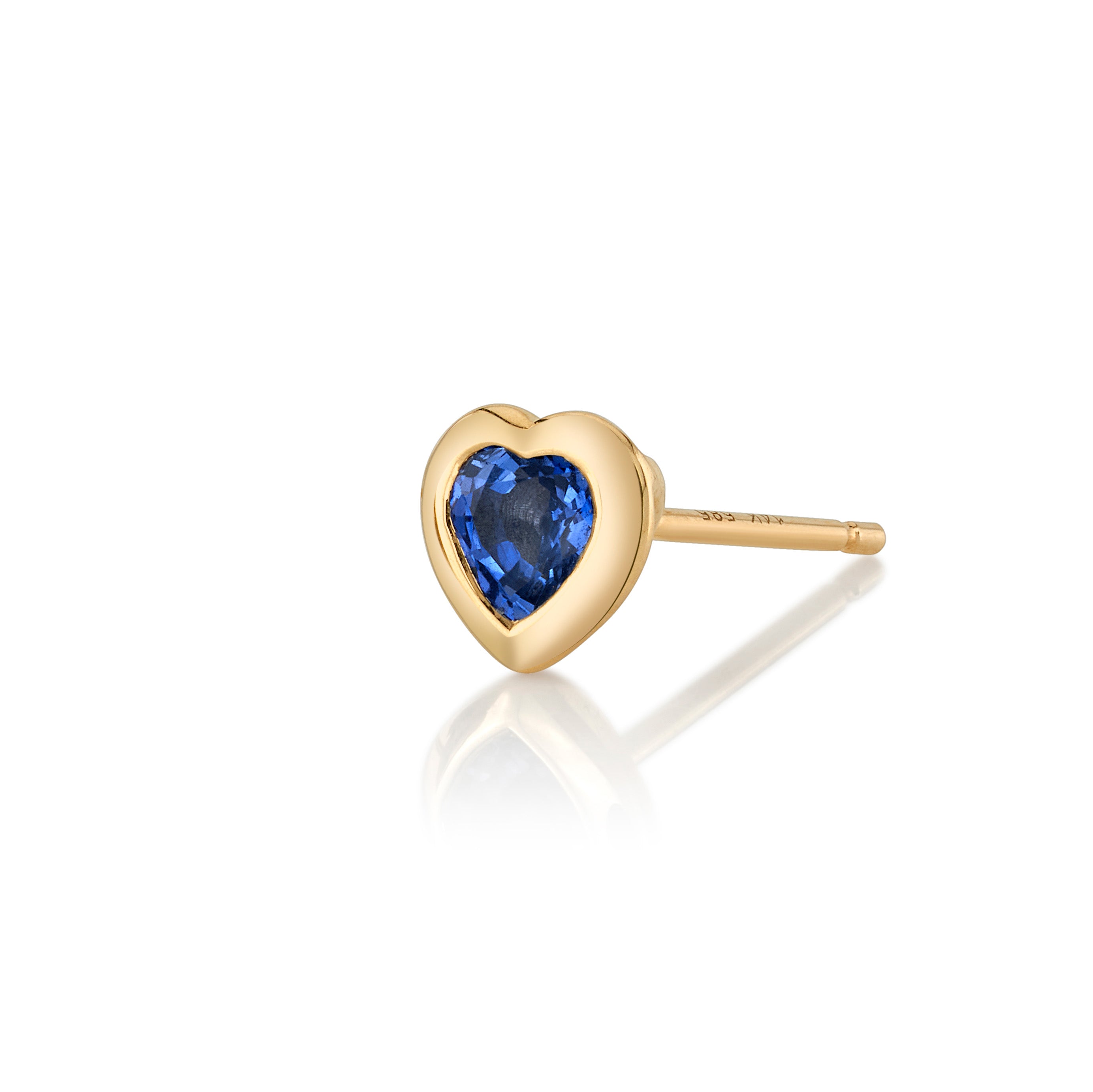 Small Sapphire Heart Stud Stud Earrings Roseark Deux Blue Sapphire Single