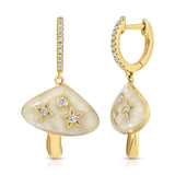 Enamel Mushroom Huggie with Diamonds Huggie Earrings Roseark Deux Pair