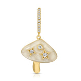Enamel Mushroom Huggie with Diamonds Huggie Earrings Roseark Deux Single
